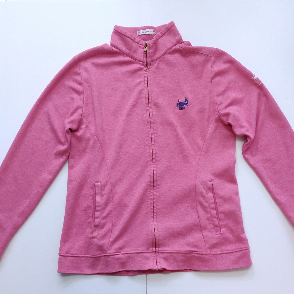 Peter Millar Women Jersey Knit Full Zip Jacket Medium Pockets Golf